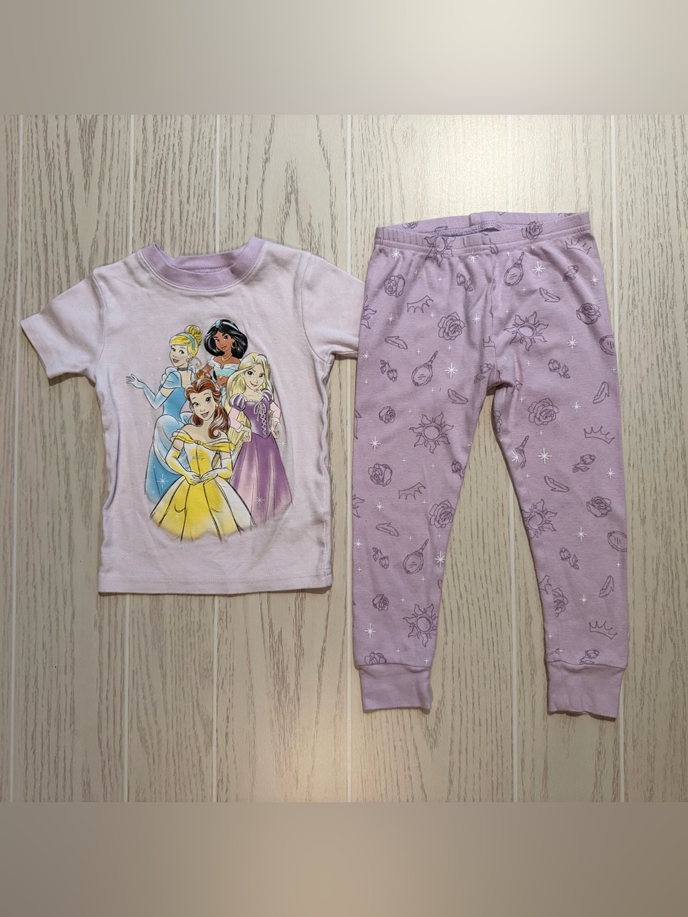 Disney‎ Princess Carter’s Pajama Set 3T Purple Belle Cinderella Rapunzel